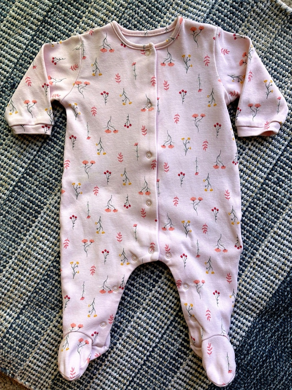 Carrement Beau Pink Floral Footed Baby One-Piece Romper